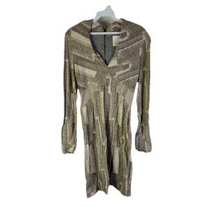 Yigal Azrouel Virgin Wool Geometric Pencil Straight Dress Beige